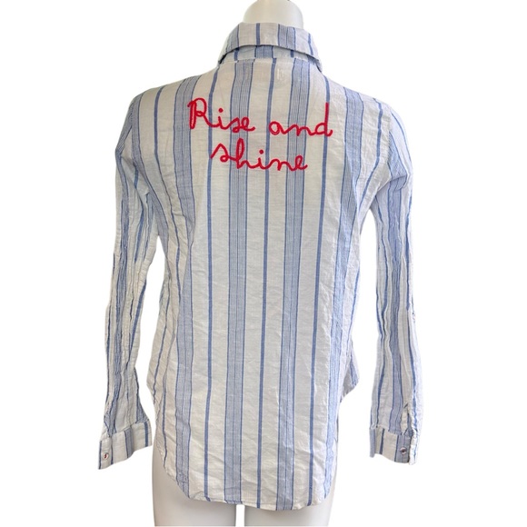 Altar'd State Tops - Altar’d State Rise and Shine Button Down Shirt Blue Striped Size S Small